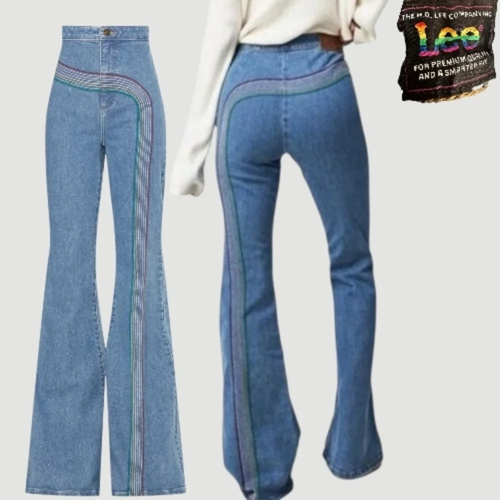 LEE Women's Light Wash High-Rise Rainbow Super Flare Jeans size 30/ US 10 - Picture 5 of 6